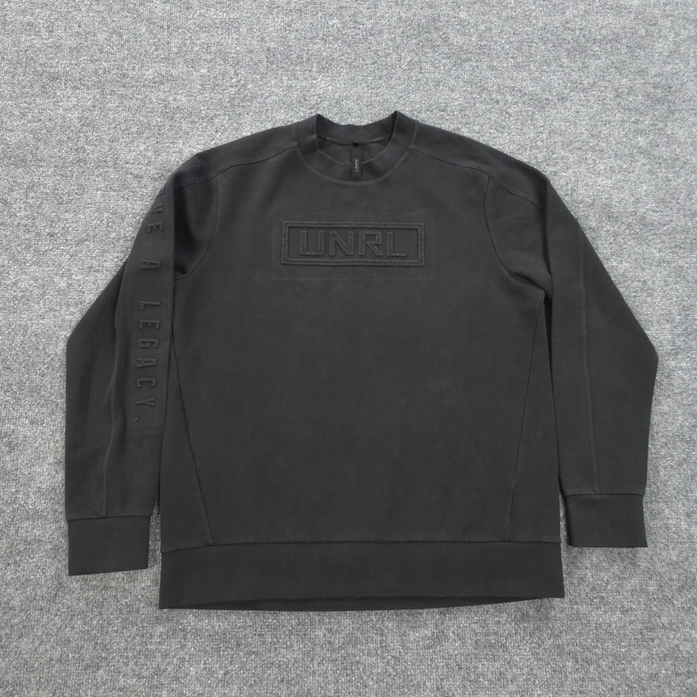 UNRL Sweatshirt Mens Medium Black Crossover Crew Embossed Logo Sports Gym Golf